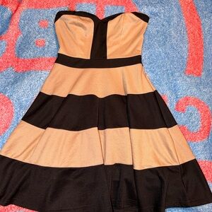 Windsor Strapless Dress in Black and Cream